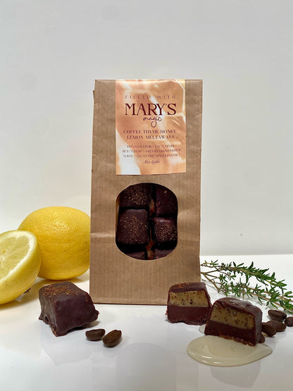 Vegan koffie-tijm-honing-citroen bonbons