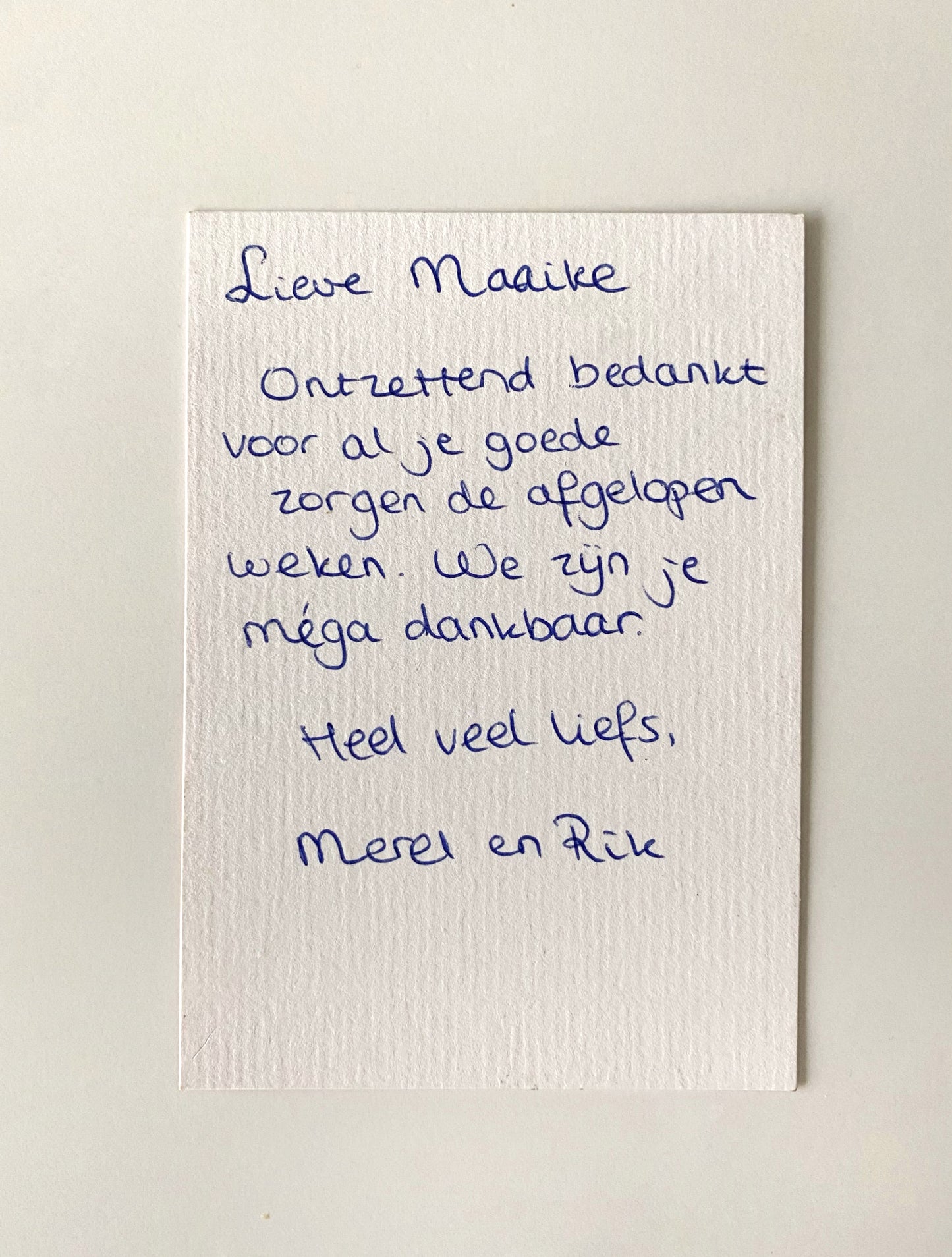 Persoonlijk handgeschreven bericht