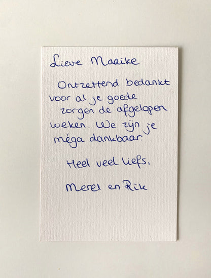 Persoonlijk handgeschreven bericht