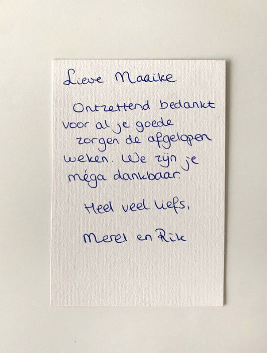 Persoonlijk handgeschreven bericht